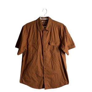 Wind River Men's Orange Checkered Short Sleeve Button Down Shirt